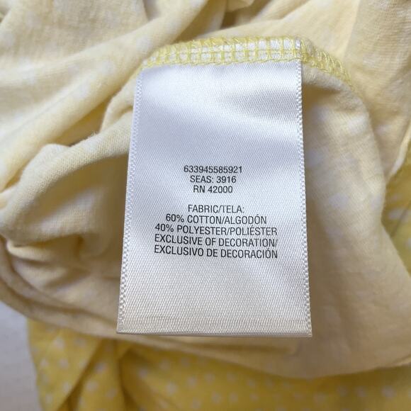 Pinkk Women Sleepwear Dress Size 2X Yellow Polka Dot Pajama Lace Short Sleeve - Picture 5 of 9